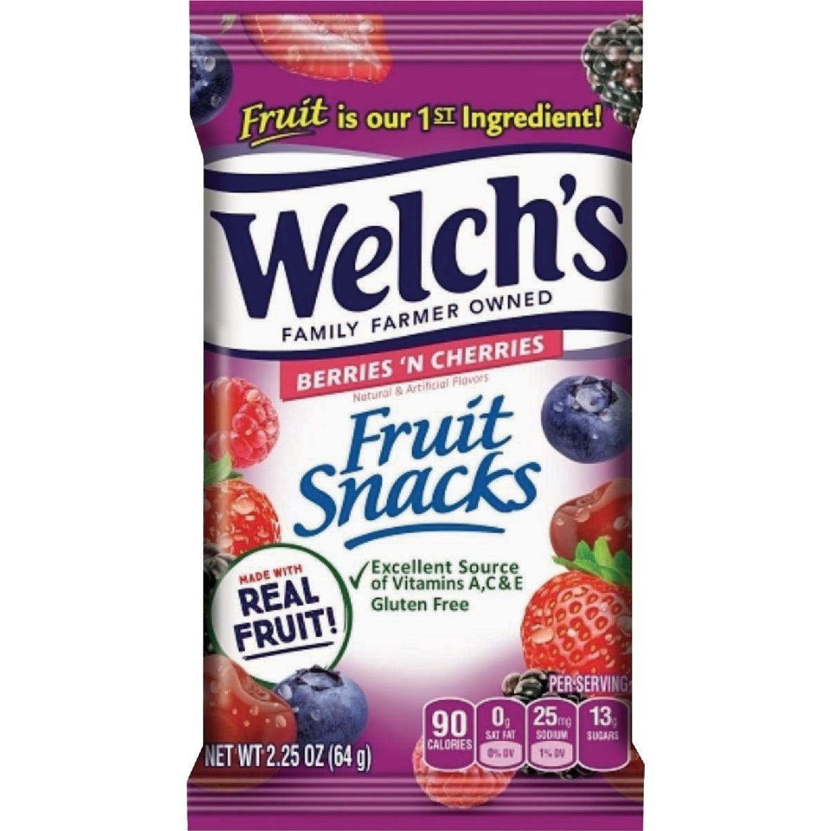 Welch's 2.25 Oz. Berries 'n Cherries Fruit Snacks Welch's 2.25 Oz. Berries 'n Cherries Fruit Snacks
