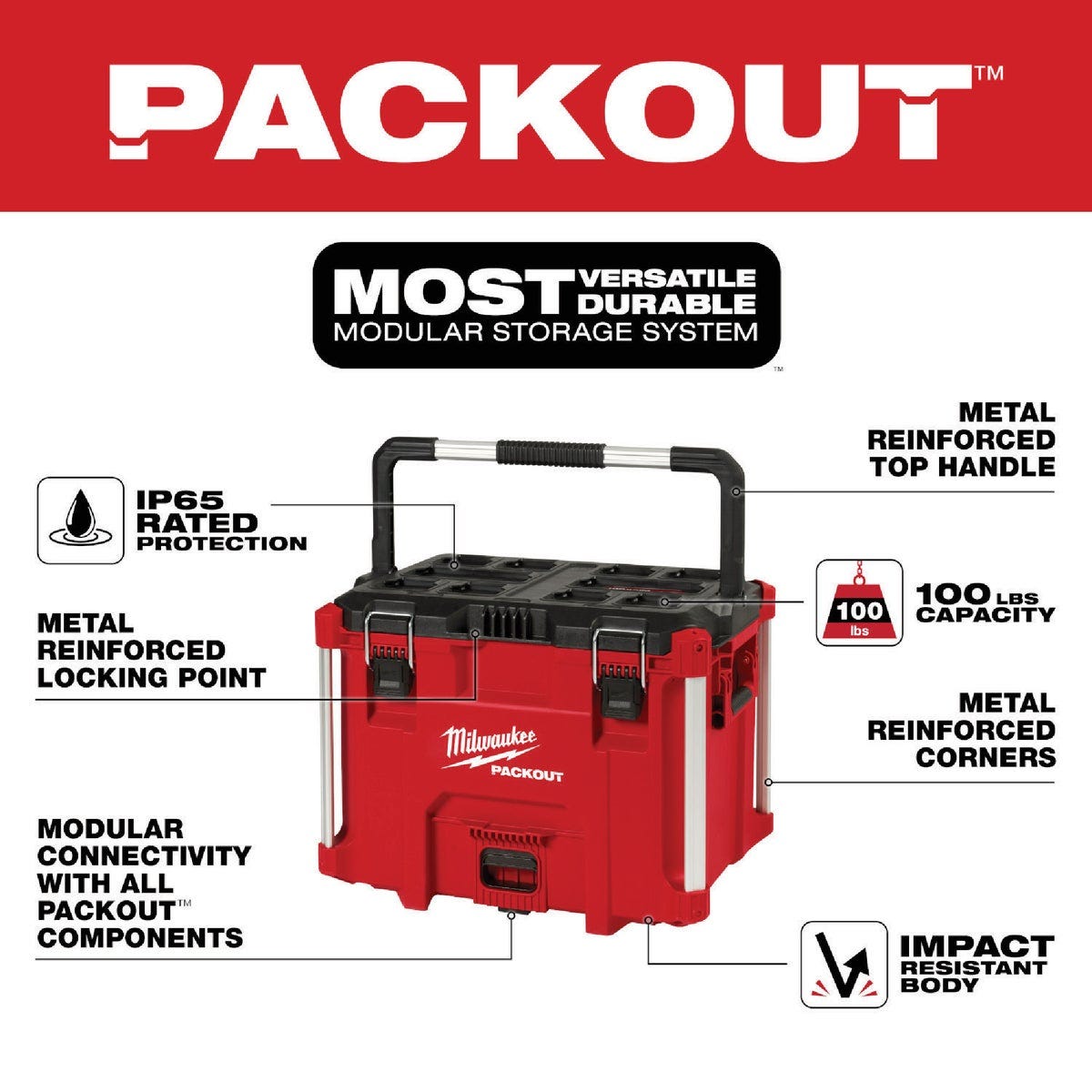Milwaukee PACKOUT 16.25 In. x 22 In. XL Toolbox, 100 Lb. Capacity - photo 2 Milwaukee PACKOUT 16.25 In. x 22 In. XL Toolbox, 100 Lb. Capacity - photo 2