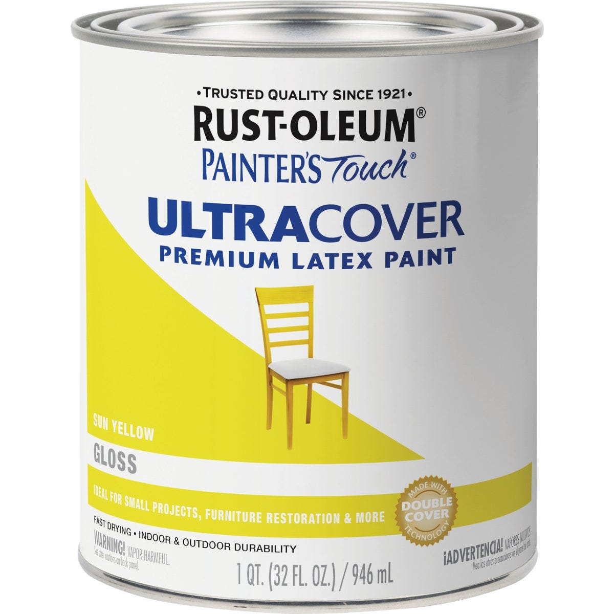 Rust-Oleum Painter's Touch 2X Ultra Cover Premium Latex Paint, Gloss Sun Yellow, 1 Qt. - photo 2