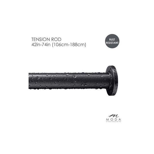 Moda At Home 42 to 74 In. Black Draper Shower Curtain Tension Rod