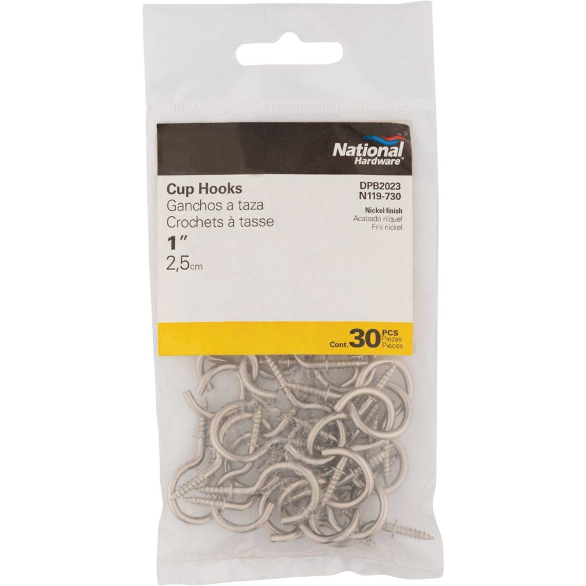 National Hardware 1 In. Satin Nickel Cup Hook (30-Count) - photo 2 National Hardware 1 In. Satin Nickel Cup Hook (30-Count) - photo 2