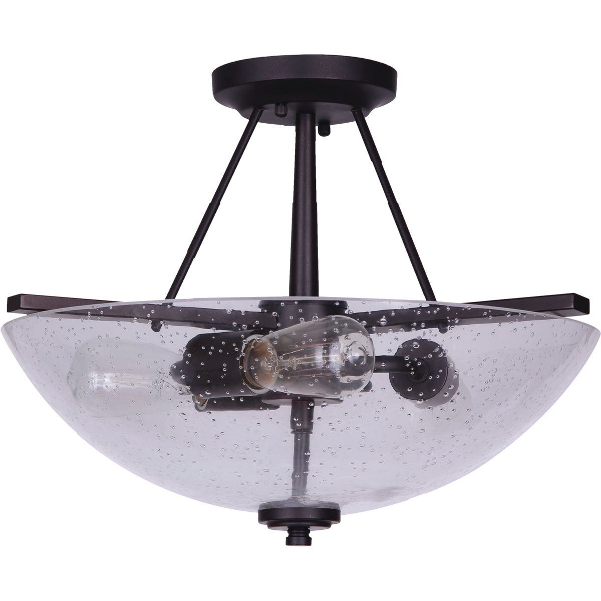 Home Impressions 15 In. Oil Rubbed Bronze Semi-Flush Mount Ceiling Light Fixture, Seeded Glass - photo 2