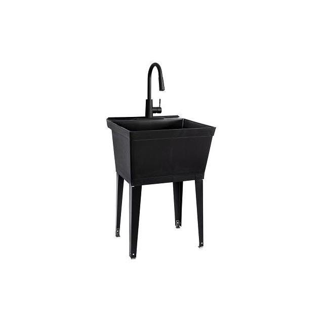 Tehila 19 Gal. Laundry Tub Combo Kit with Pull-down Faucet, Black