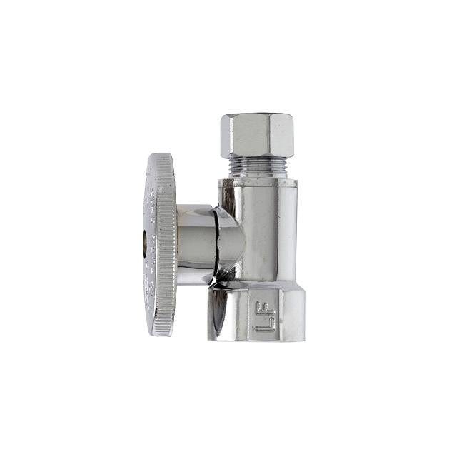 1/2 In. Female Iron Pipe x 3/8 In. O.D. Compression Chrome Straight Supply Stop Valve