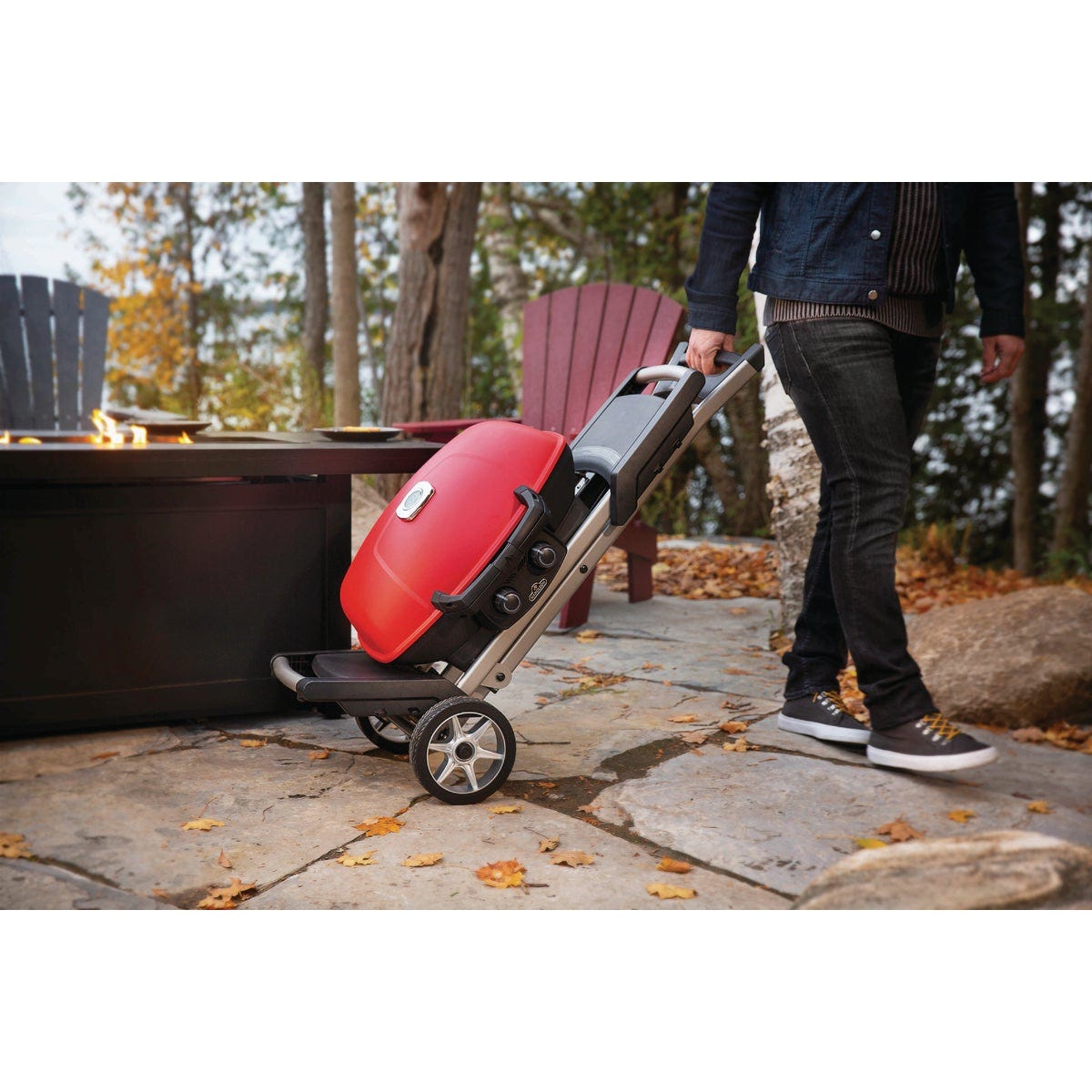 Napoleon TravelQ 285X Portable Propane Gas Grill/Griddle with Scissor Cart, Red - photo 4