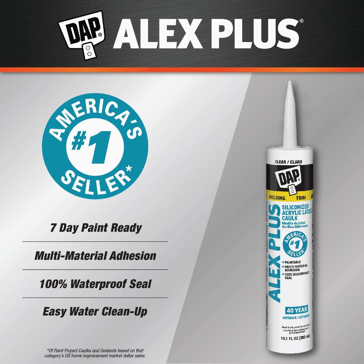 Dap Alex Plus 10.1 Oz. All Purpose Clear Siliconized Acrylic Latex Caulk - photo 2 Dap Alex Plus 10.1 Oz. All Purpose Clear Siliconized Acrylic Latex Caulk - photo 2