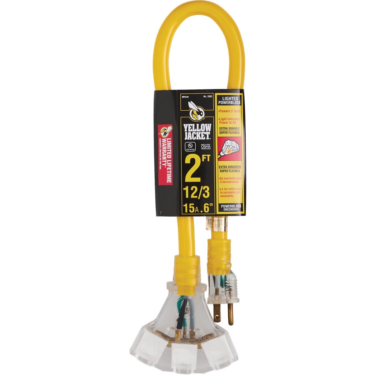 Yellow Jacket 2 Ft. 12/3 Contractor Grade Power Block Extension Cord Yellow Jacket 2 Ft. 12/3 Contractor Grade Power Block Extension Cord