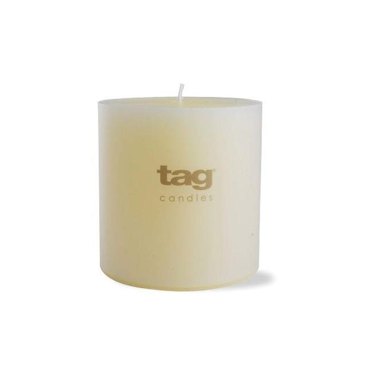 Tag 4 In. x 4 In. Ivory Cotton Wick Pillar Candle