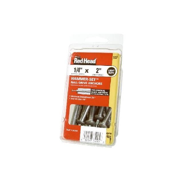 Red Head 1/4 In. x 1-1/2 In. 15-Pack Hammer-Set Nail Drive Anchors