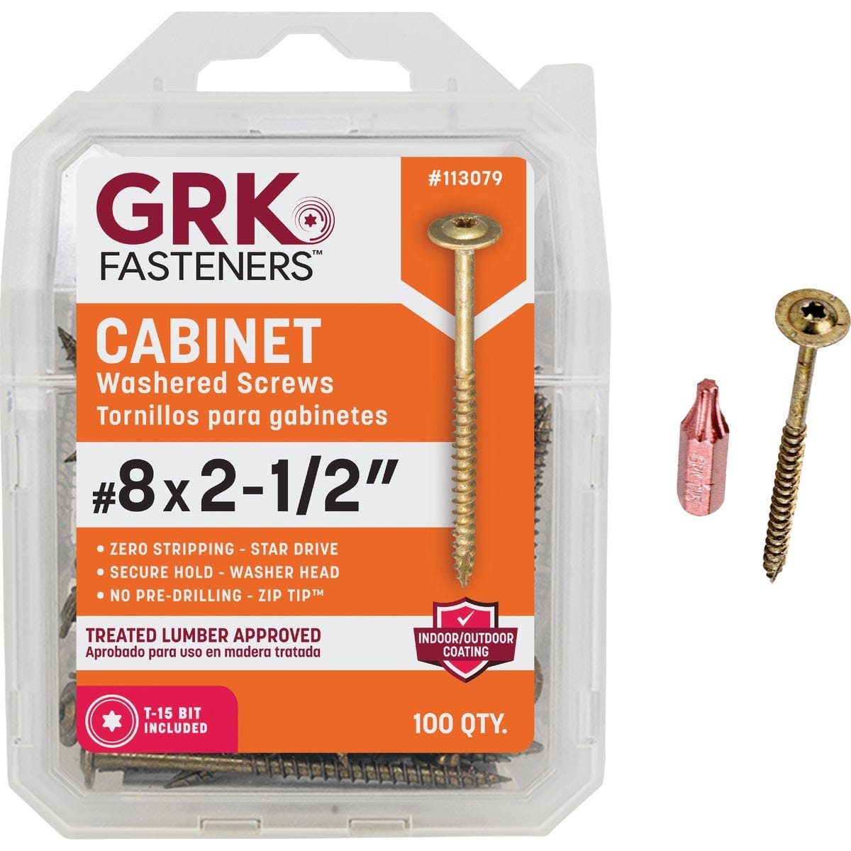 GRK #8 x 2-1/2 In. Star Drive Cabinet Screw (100-Count) GRK #8 x 2-1/2 In. Star Drive Cabinet Screw (100-Count)