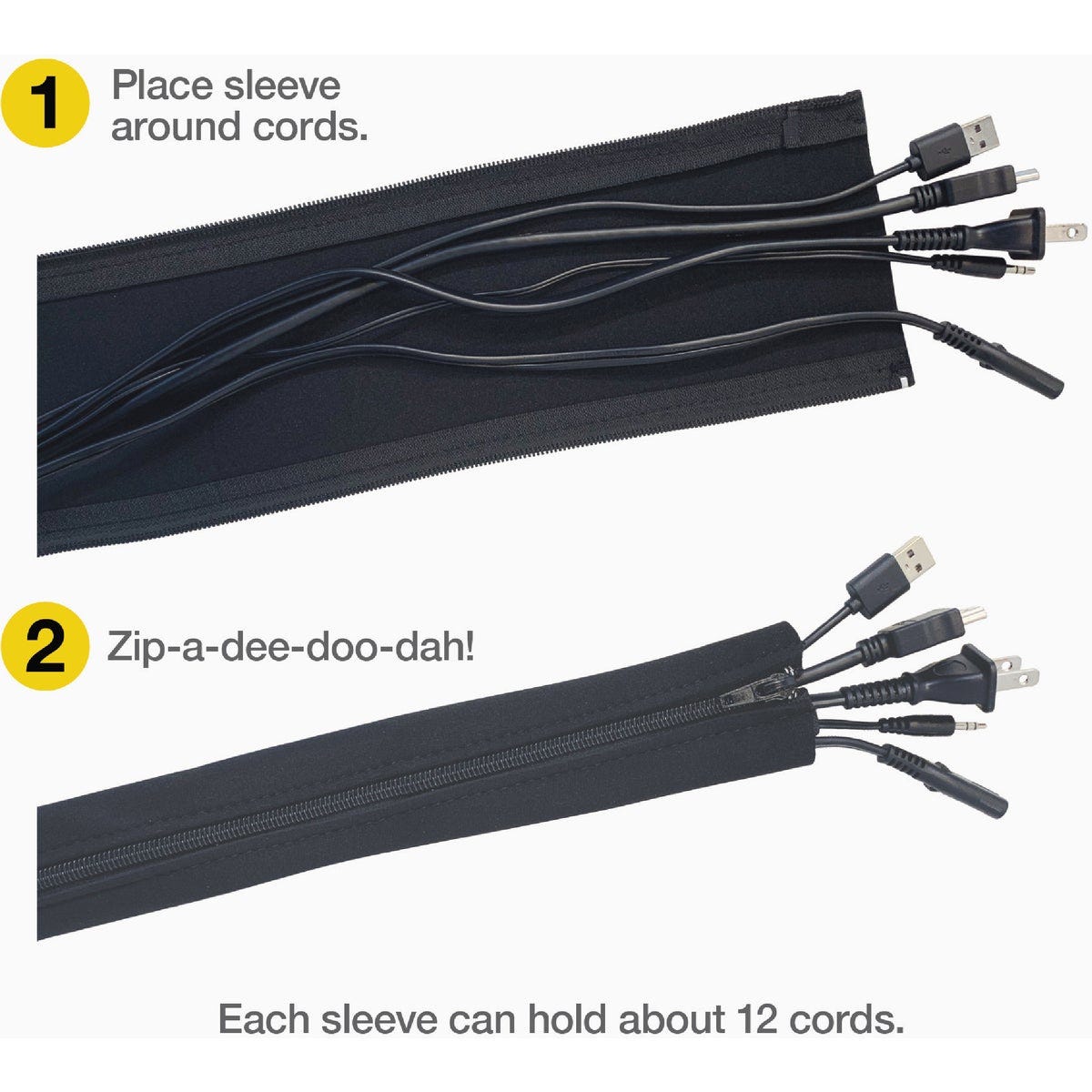 Wrap-It Storage 24 In. x 4 In. Black Zipper Cable Sleeve (2-Pack) - photo 4 Wrap-It Storage 24 In. x 4 In. Black Zipper Cable Sleeve (2-Pack) - photo 4