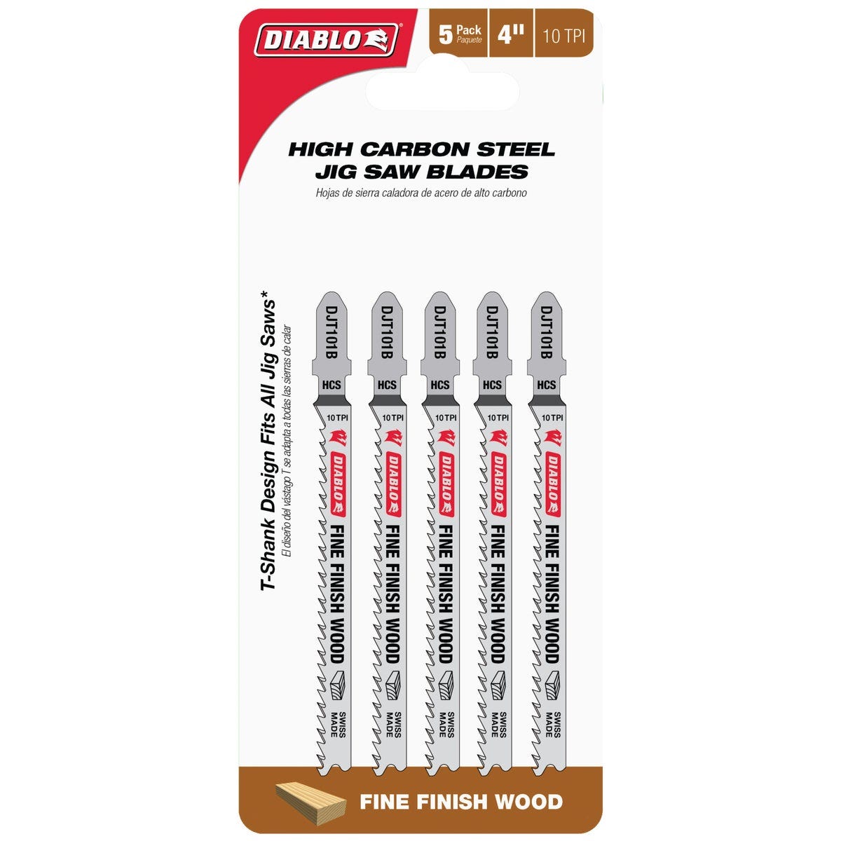Diablo 4 In. x 10 TPI T-Shank HCS Jig Saw Blade for Fine Finish Wood (5-Pack) - photo 2 Diablo 4 In. x 10 TPI T-Shank HCS Jig Saw Blade for Fine Finish Wood (5-Pack) - photo 2