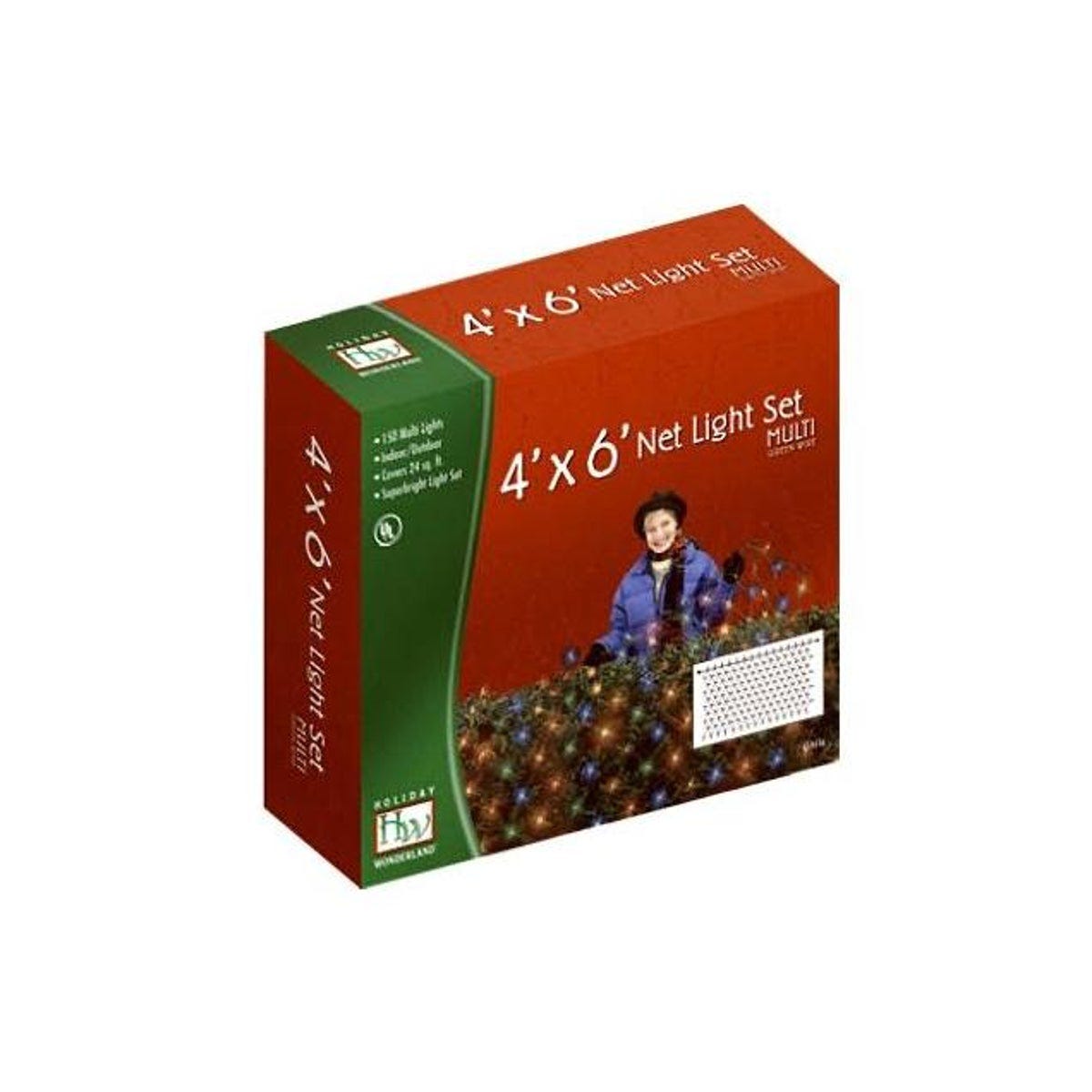 Holiday Wonderland 4 x 6 Ft. Multi-Color Christmas Net Light Set Holiday Wonderland 4 x 6 Ft. Multi-Color Christmas Net Light Set