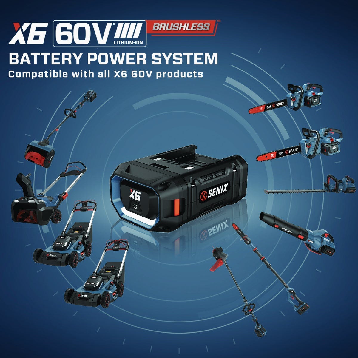 Senix X6 60V Max Lithium-Ion 4.0 Ah Battery - photo 2