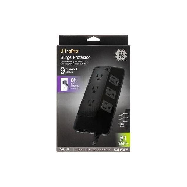 GE 8 Ft. 9-Outlet 2480 Joules Surge Protector