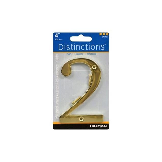 Hillman Distinctions 4 In. Polished Brass Number 2