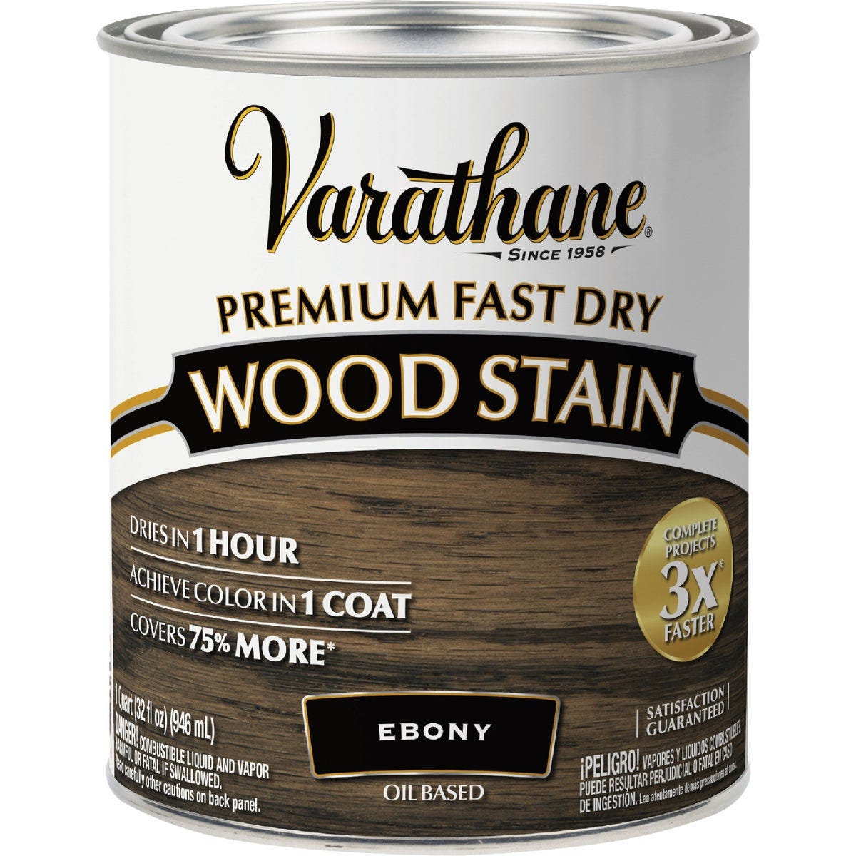 Varathane Fast Dry Ebony Wood Urethane Modified Alkyd Interior Wood Stain, 1 Qt. - photo 2