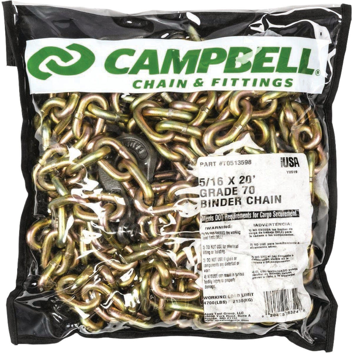 Campbell 5/16 In. x 20 Ft. Clevis Hook Eye Binder Chain - photo 2 Campbell 5/16 In. x 20 Ft. Clevis Hook Eye Binder Chain - photo 2