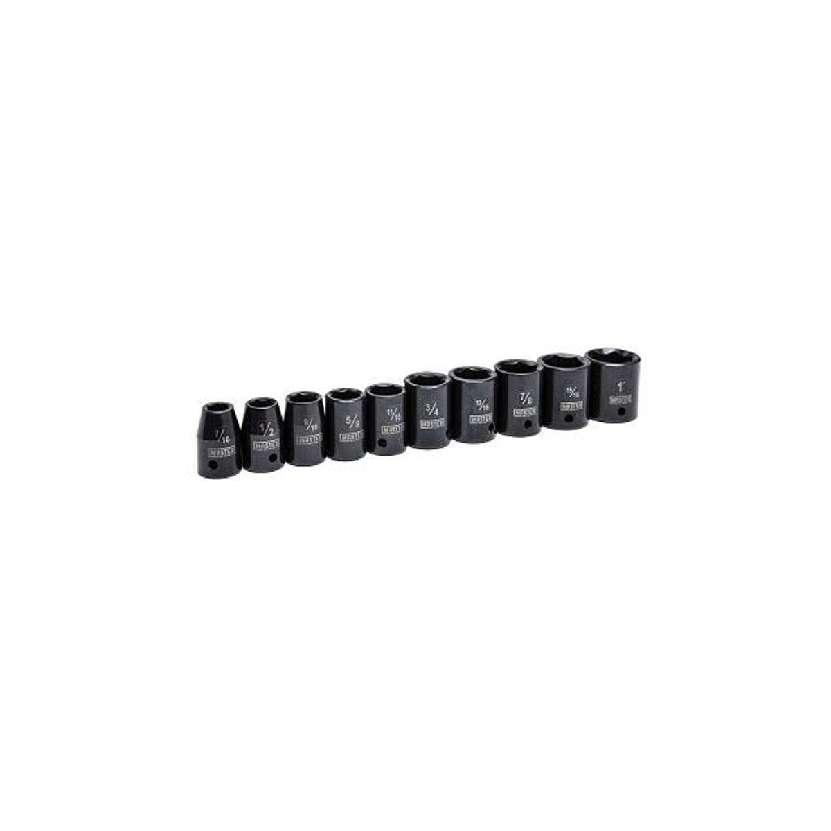 10-Piece 1/2 In. Drive SAE Impact Socket Set