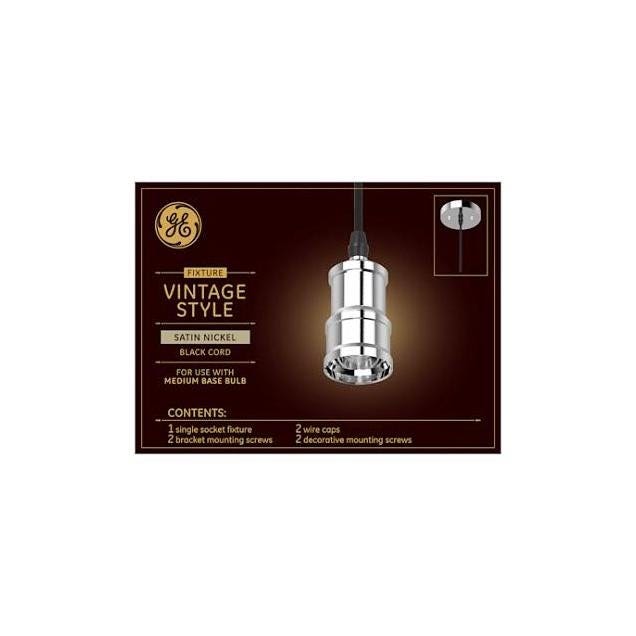 GE Vintage Satin Nickel Light Pendant Fixture GE Vintage Satin Nickel Light Pendant Fixture