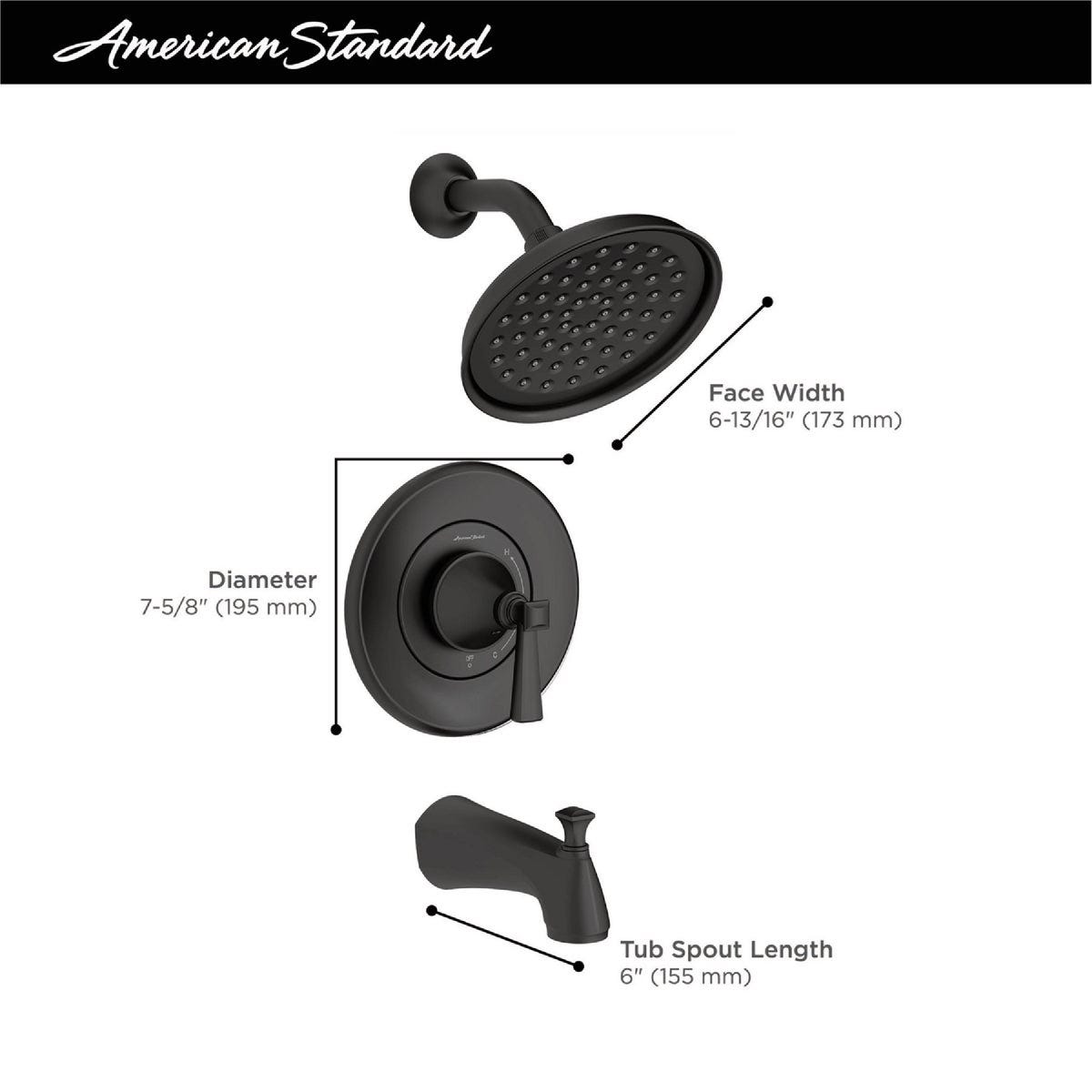 American Standard Glenmere Matte Black Single-Handle Lever Tub & Shower Faucet - photo 6 American Standard Glenmere Matte Black Single-Handle Lever Tub & Shower Faucet - photo 6