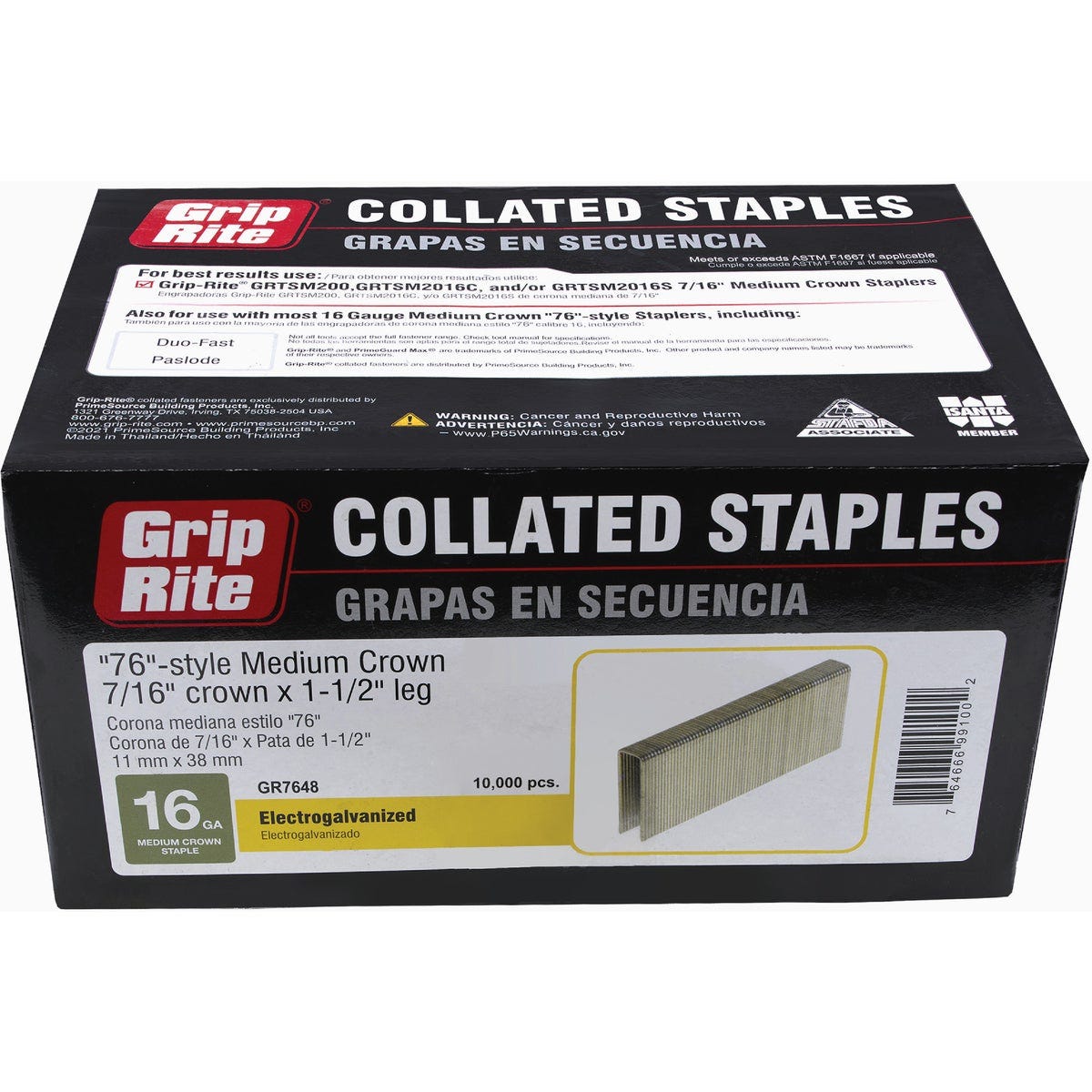 Grip-Rite 7/16 In. x 1-1/2 In. 16-Gauge Electrogalvanized 76-Style Medium Collated Crown Staple (10,000 Ct.) - photo 3