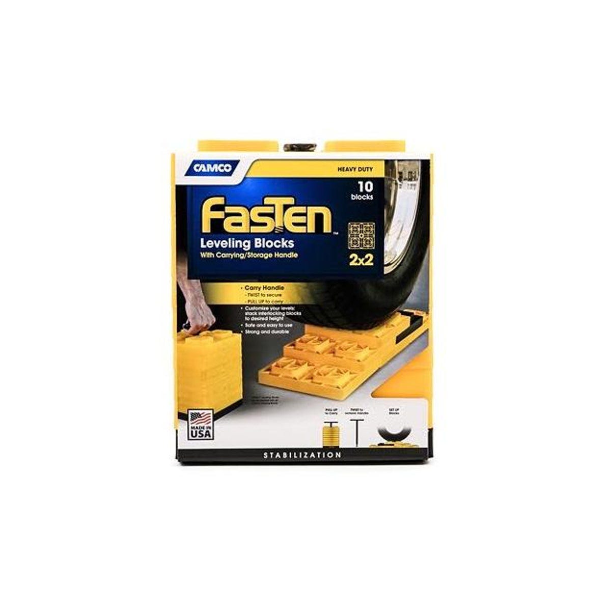 Camco 10-Pack Yellow RV Fasten Leveling Blocks