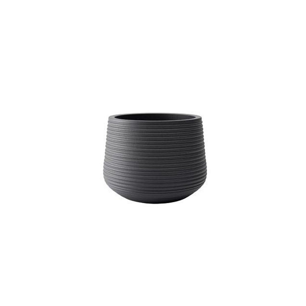 Avera 4.5 In. Black Cement Century Grooved Planter