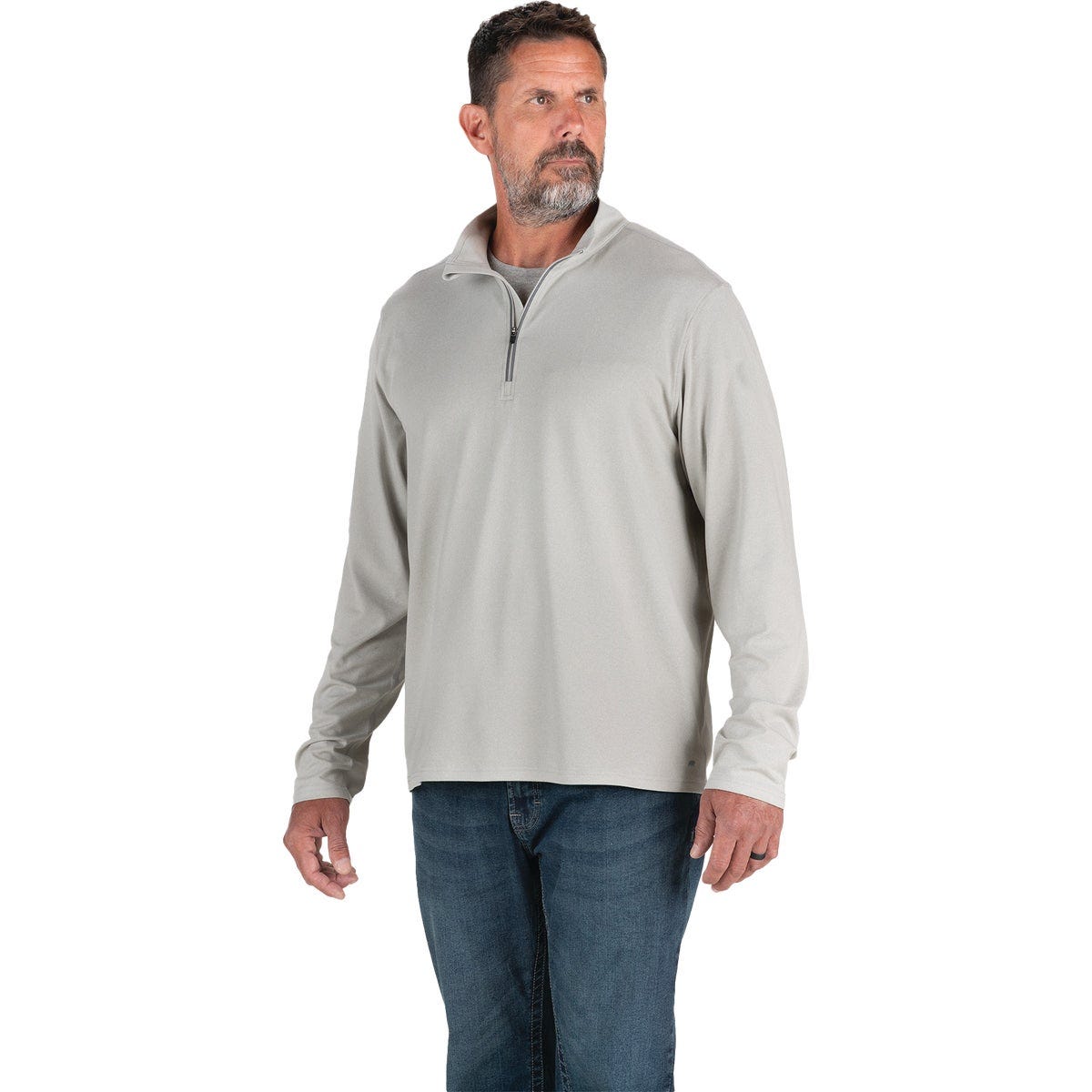 Berne Men's Medium Heathered Gray Midweight UPF Quarter-Zip Shirt