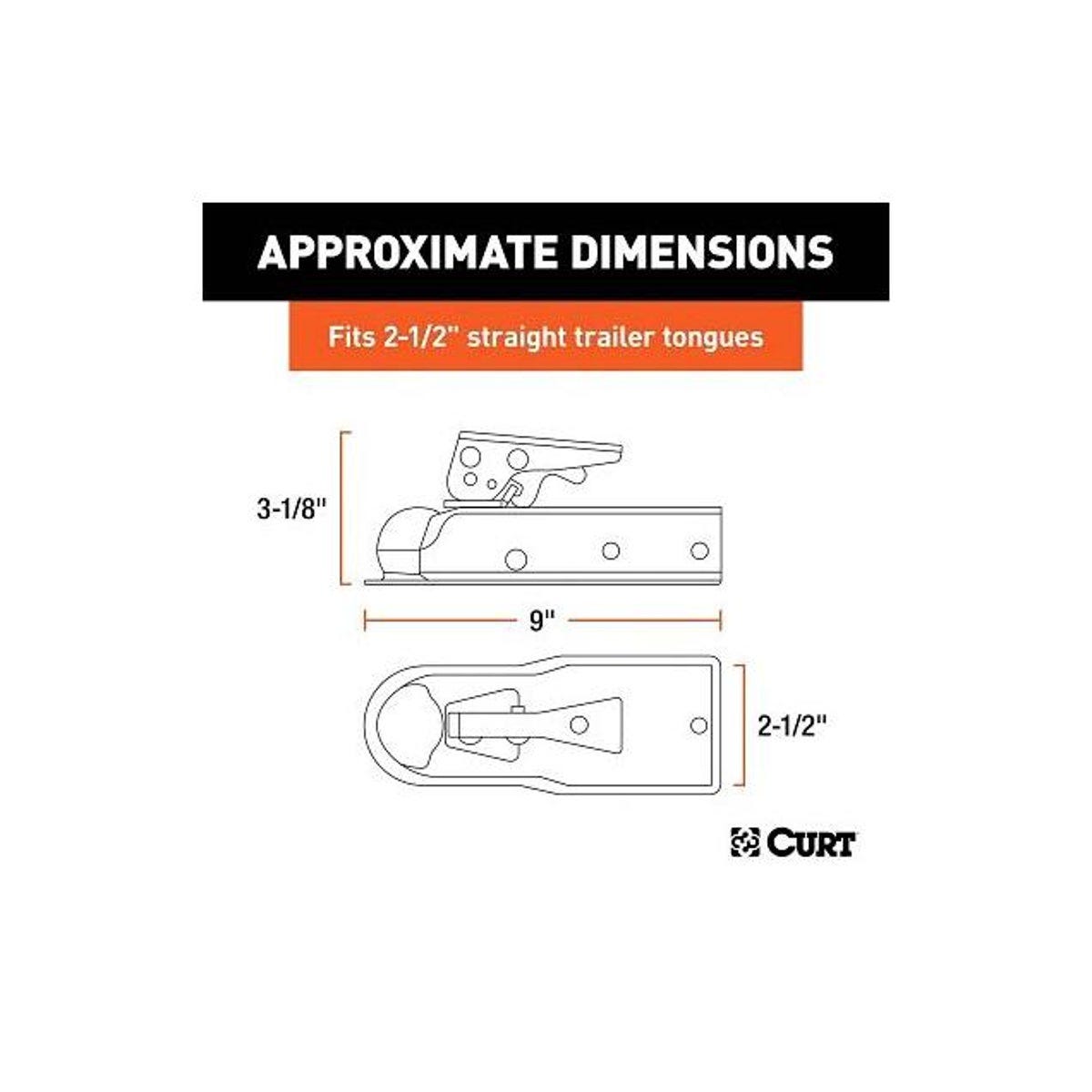 Curt 1-7/8 In. Zinc Posi-Lock Straight-Tongue Trailer Coupler, 2-1/2 In. Channel, 2,000 Lb. Strength - photo 2