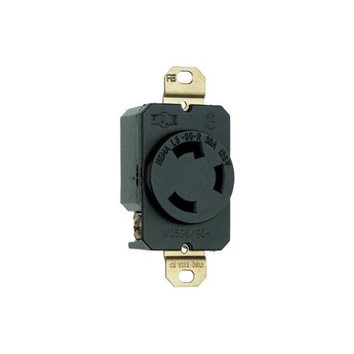 Legrand Pass & Seymour 125V Black Locking Outlet