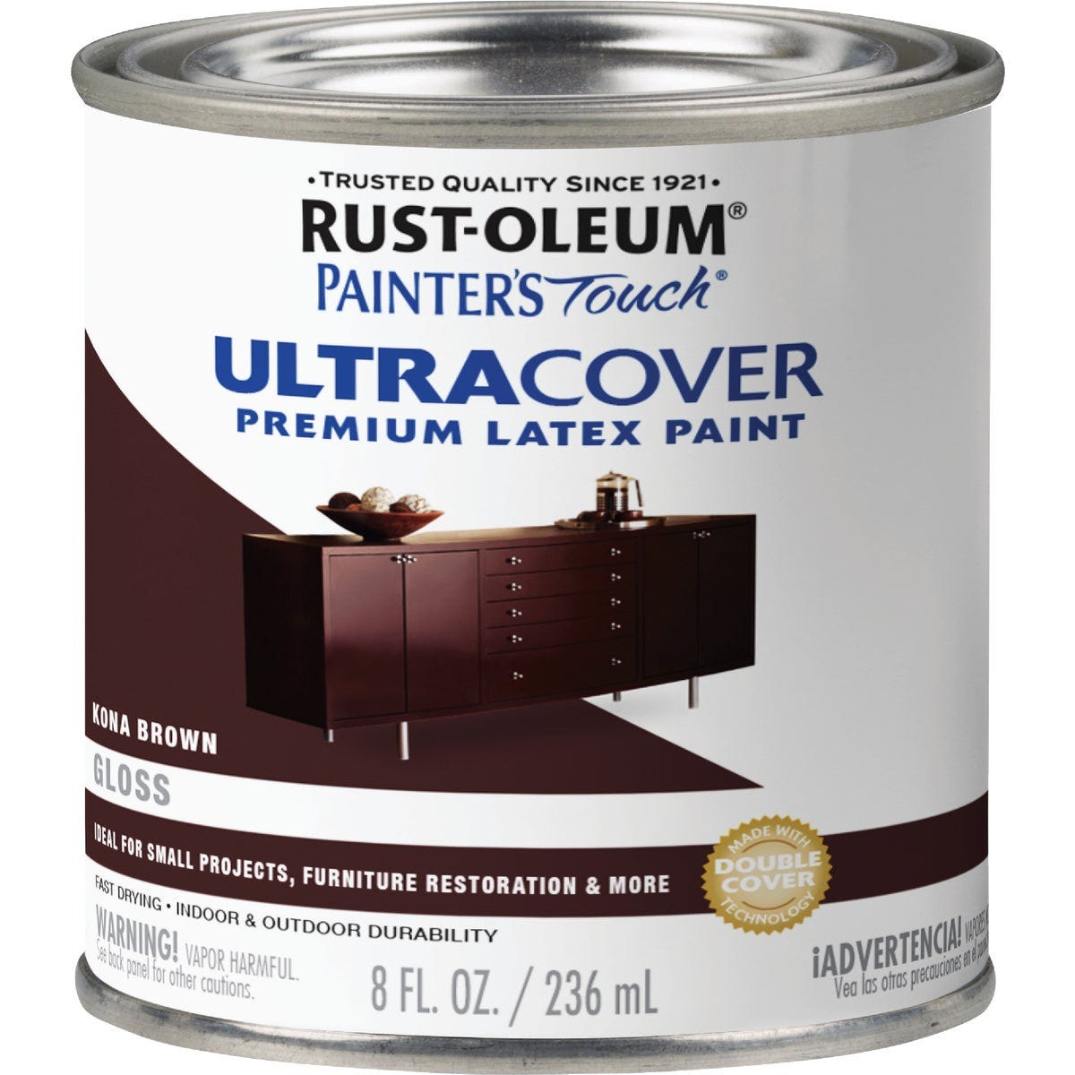 Rust-Oleum Painter's Touch 2X Ultra Cover Premium Latex Paint, Gloss Kona Brown, 1/2 Pt. - photo 2