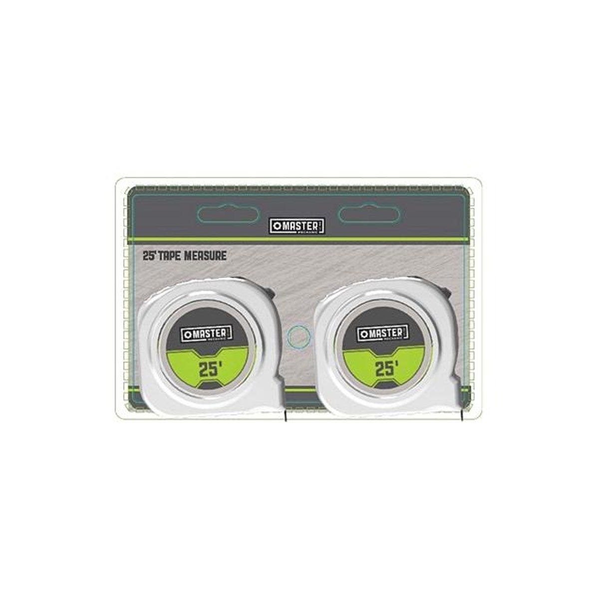 Master Mechanic 1 In. x 25 Ft. Tape Measure with Nylon Coated Blade and Stud Markers (2-Pack)