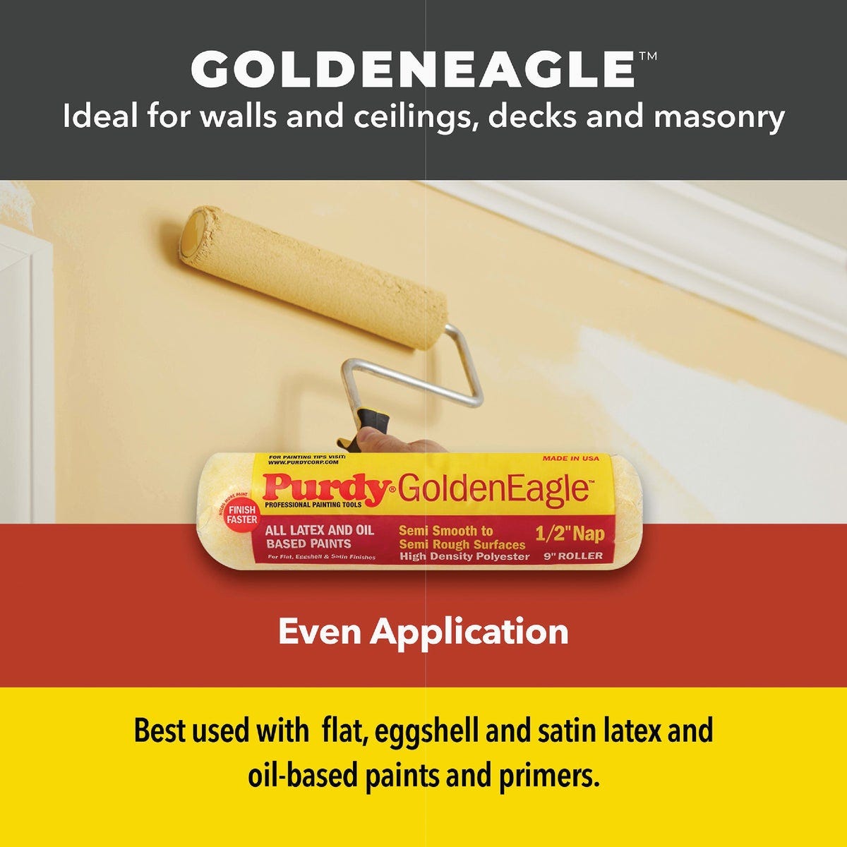 Purdy Golden Eagle Jumbo Mini Roller Cover, 6-1/2 In. x 3/8 In. (2-Pack) - photo 4