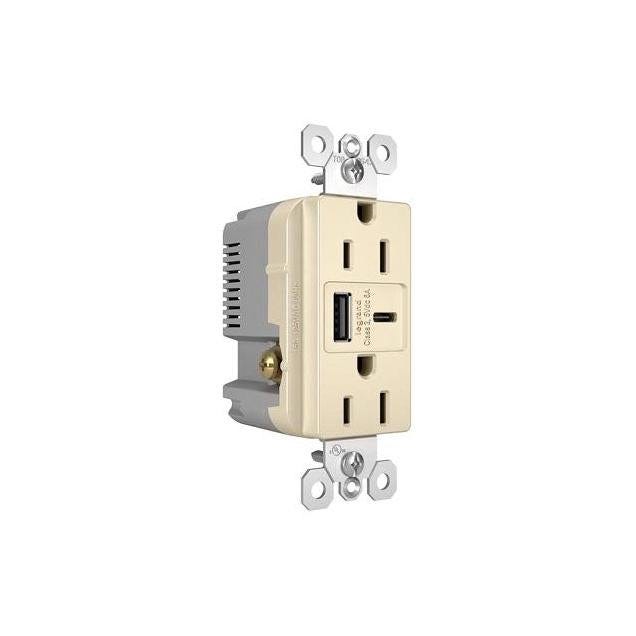 Legrand Pass & Seymour 15A 6A Type A/C USB In-Wall Charger Duplex Outlet, Light Almond - photo 3 Legrand Pass & Seymour 15A 6A Type A/C USB In-Wall Charger Duplex Outlet, Light Almond - photo 3