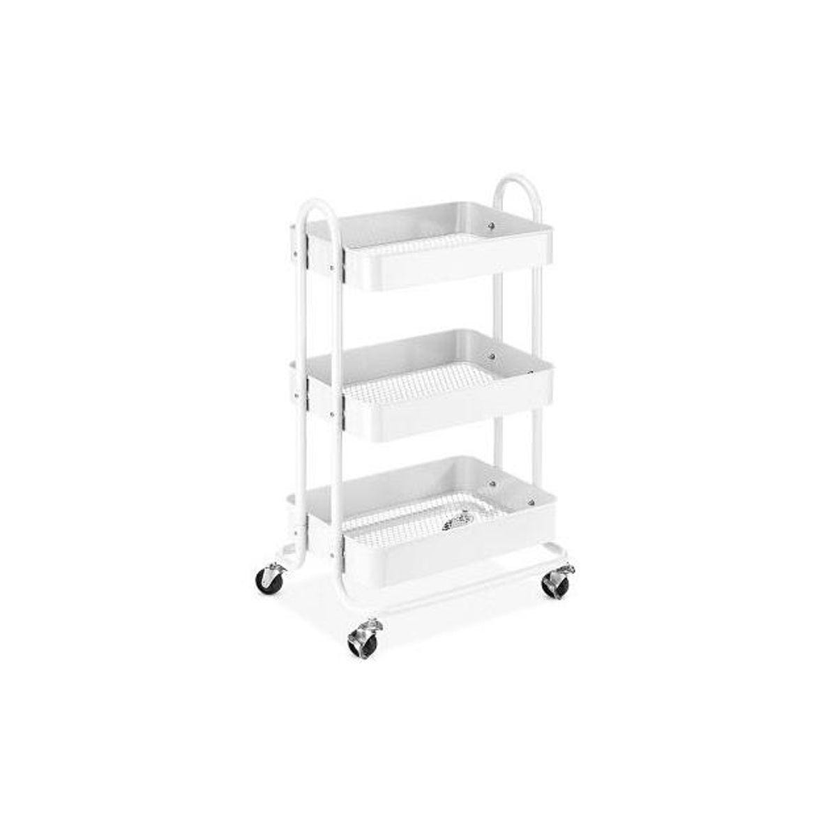 Whitmor 13.35 In. x 17 In. x 31 In. White 3-Tier Metal Shelf Utility Cart Whitmor 13.35 In. x 17 In. x 31 In. White 3-Tier Metal Shelf Utility Cart