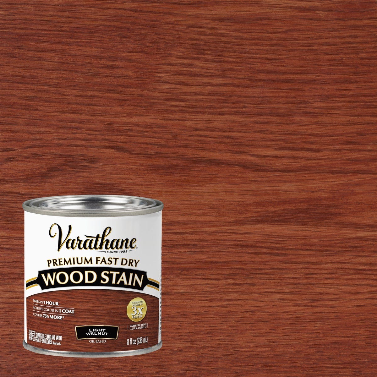 Varathane Fast Dry Light Walnut Urethane Modified Alkyd Interior Wood Stain, 1/2 Pt.
