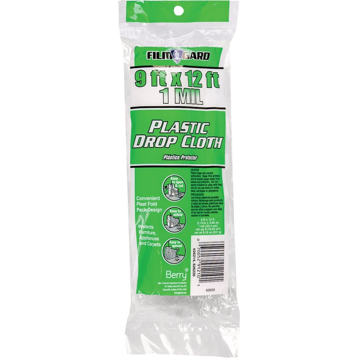 Film-Gard 9 In. x 12 Ft. Medium-Duty Plastic Drop Cloth - photo 2