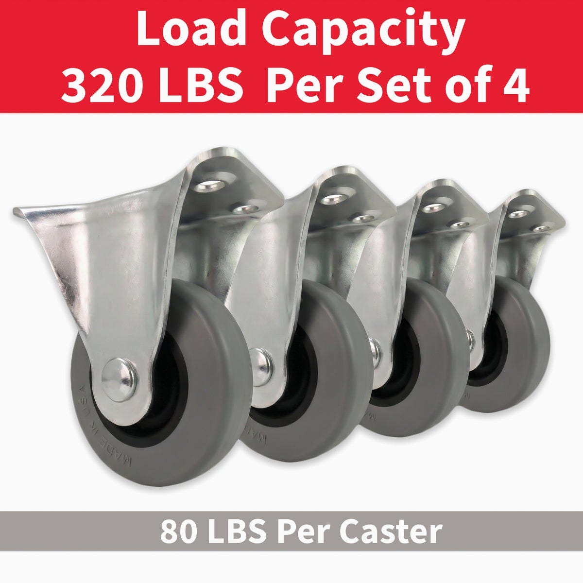 Colson 2 In. Gray TPR Rigid Plate Caster - photo 4