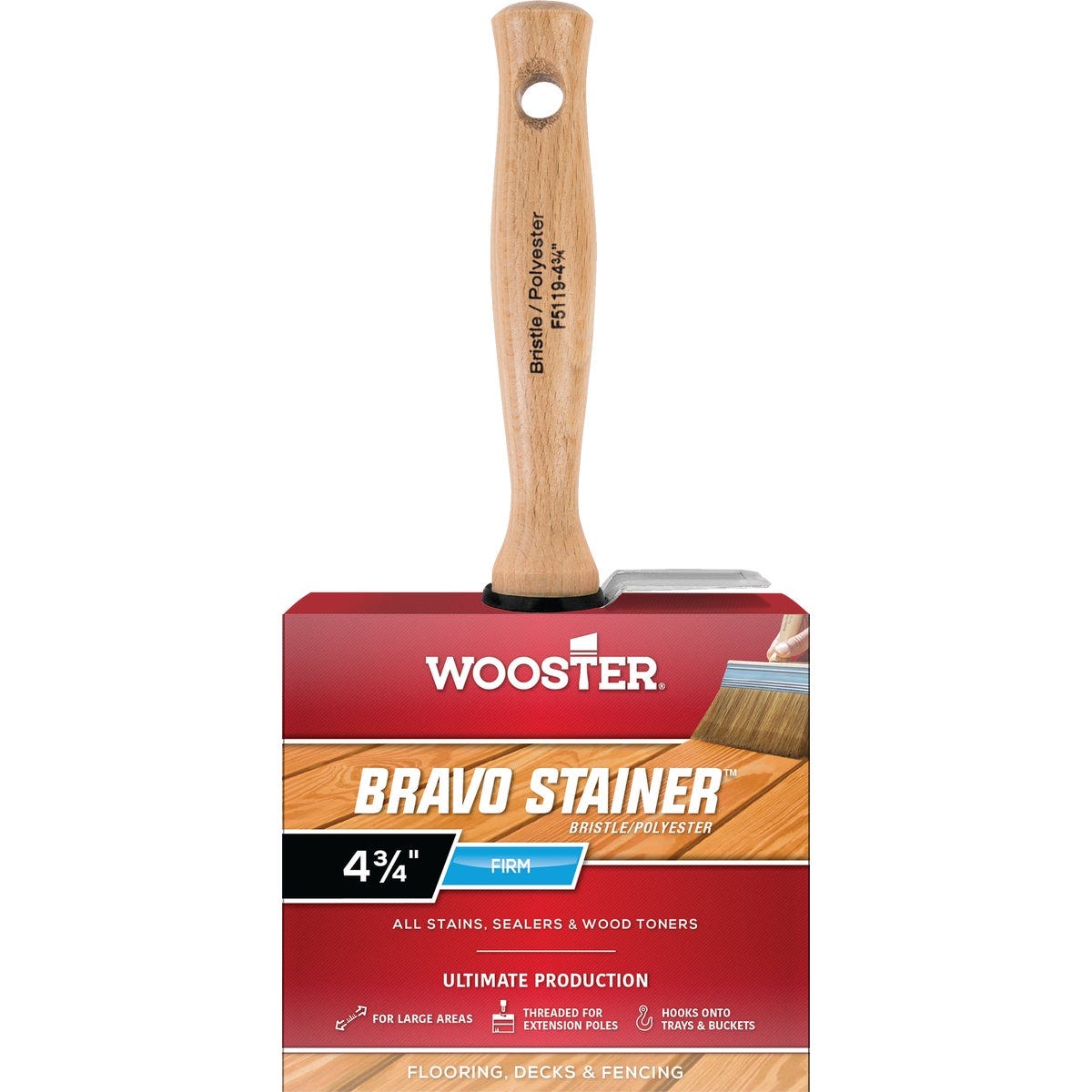 Wooster Bravo Stainer 4-3/4 In. Square Trim Stain Brush Wooster Bravo Stainer 4-3/4 In. Square Trim Stain Brush