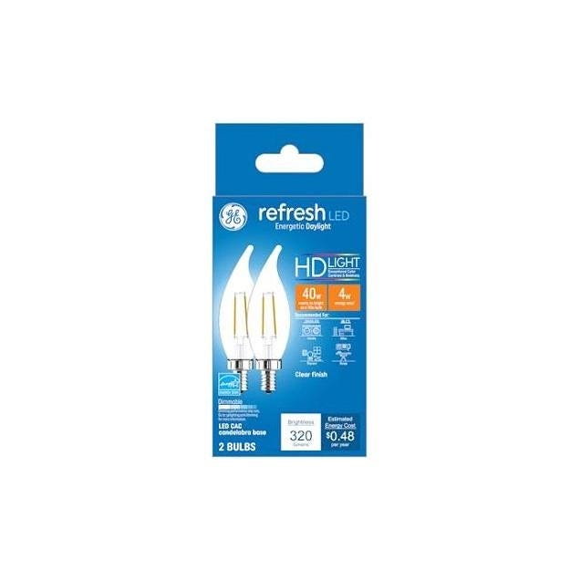 GE 2-Pack 4W 300 Lumens Clear Refresh HD Decorative LED Light Bulbs