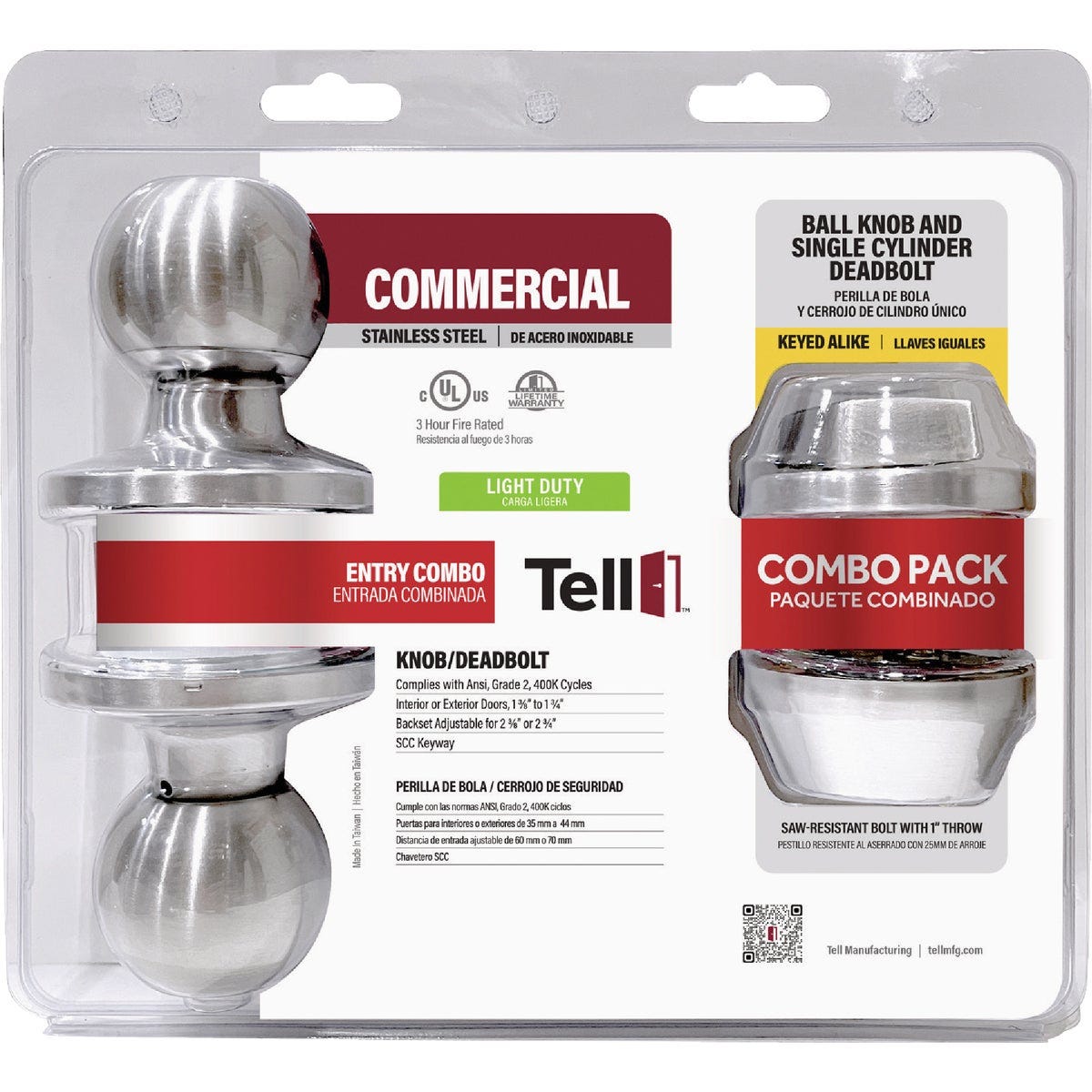 Tell Commercial Empire Stainless Steel Entry Knob & Deadbolt Pack