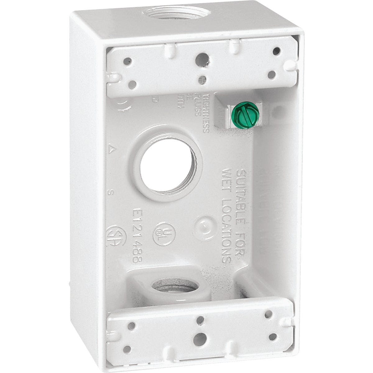 Southwire Single Gang 1/2 In. 3-Hole White Weatherproof Junction Box Southwire Single Gang 1/2 In. 3-Hole White Weatherproof Junction Box