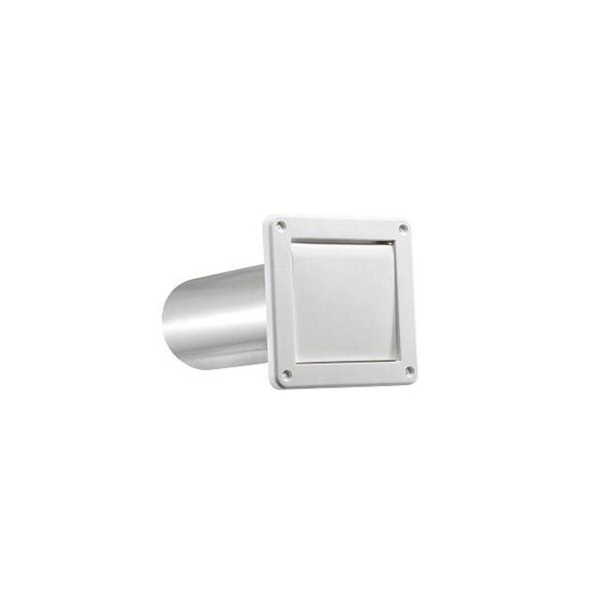 Lambro 4 In. White Plastic Single Flap Louver Vent & Tail Pipe