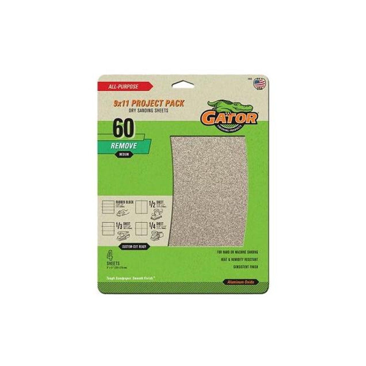 GatorGrit 9 In. x 11 In. Coarse 60-Grit Sandpaper (4-Pack) GatorGrit 9 In. x 11 In. Coarse 60-Grit Sandpaper (4-Pack)