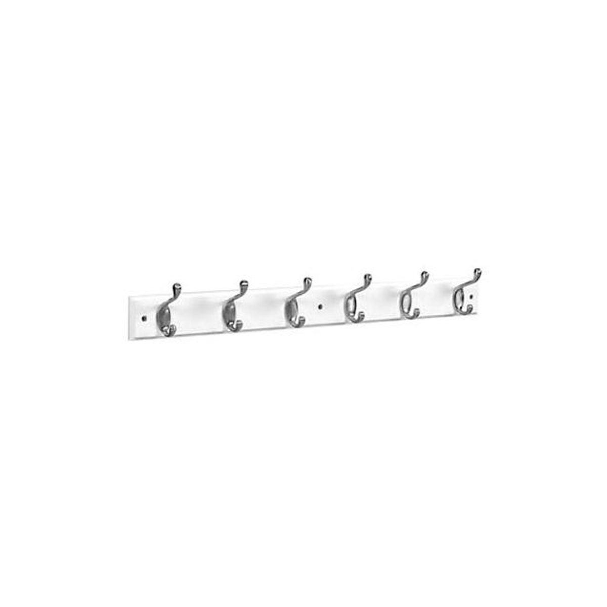 National Hardware 27 In. Satin Nickel/White 6-Hook Rack