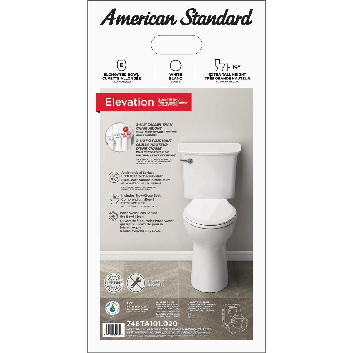 American Standard Elevation White Extra-Tall 19 In. Elongated Bowl 1.28 GPF Toilet-to-Go - photo 3 American Standard Elevation White Extra-Tall 19 In. Elongated Bowl 1.28 GPF Toilet-to-Go - photo 3