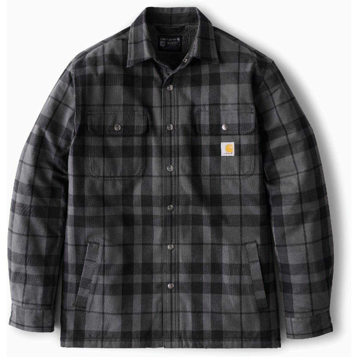 Carhartt Men's Small Regular Shadow Flannel Sherpa-Lined Shirt Jacket, Relaxed Fit