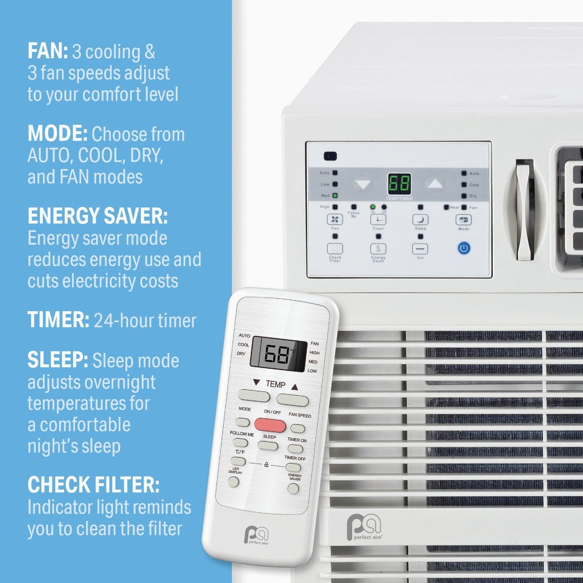 Perfect Aire 18,000 BTU 1000 Sq. Ft. Window Air Conditioner with Remote Control - photo 2