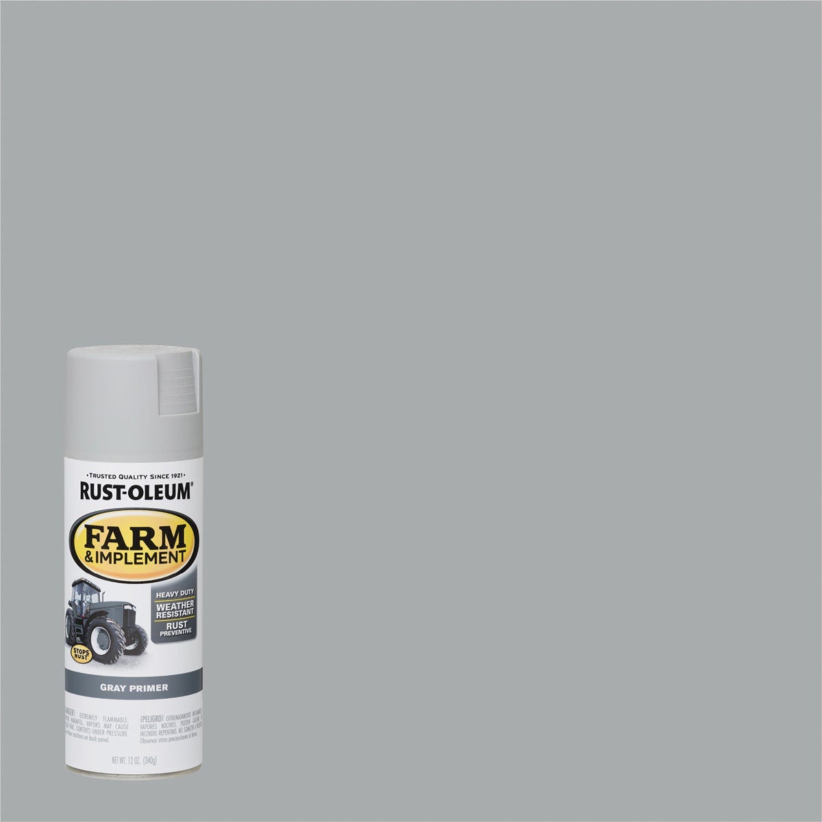 Rust-Oleum Farm & Implement Paint, Flat Gray Primer Spray, 12 Oz.